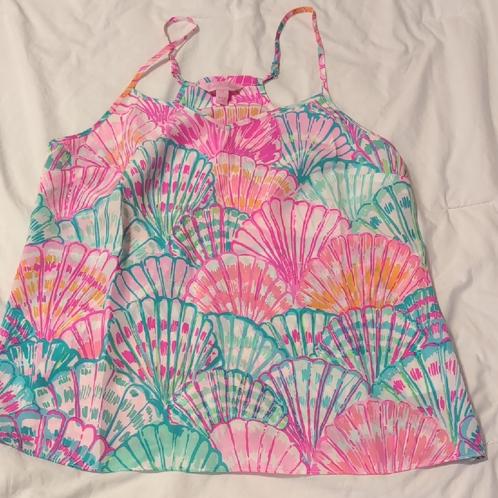 Lilly Pulitzer Silk Tank Shell Print Sz XS NWOT